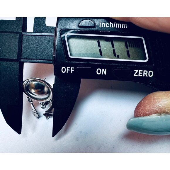 Vintage AVER Mexican Sterling Silver 925 Dome Dangle Drop Earrings 17mm Estate - Picture 6 of 9